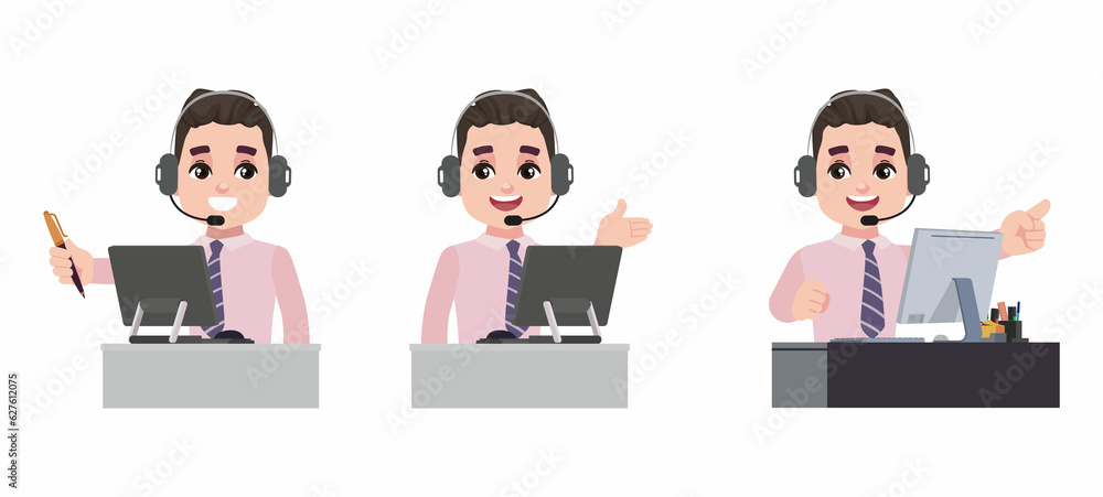 Call center and customer service character Call center and customer service character
