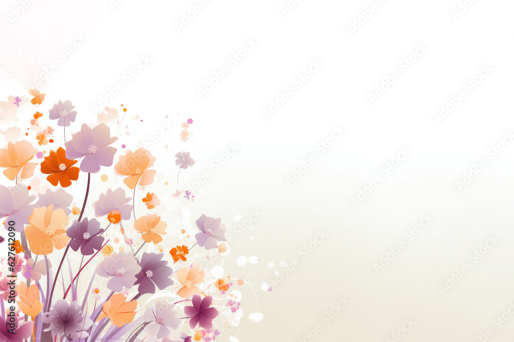 Wallpaper pattern of a small separated flower in pastel color, art, seamless illustration, and minimalist style. copy space. Generative AI.