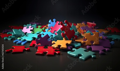 Complete jigsaw puzzle with missing piece on background.