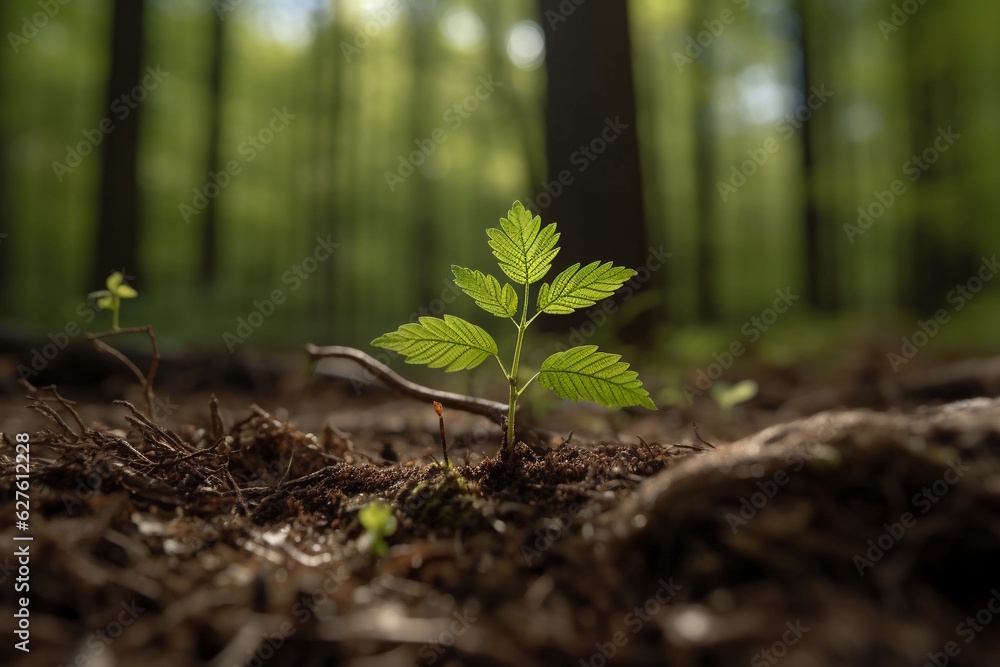 A Vibrant Sapling on the Forest Floor in the Enchanting Forest of Dean A Vibrant Sapling on the Forest Floor in the Enchanting Forest of Dean