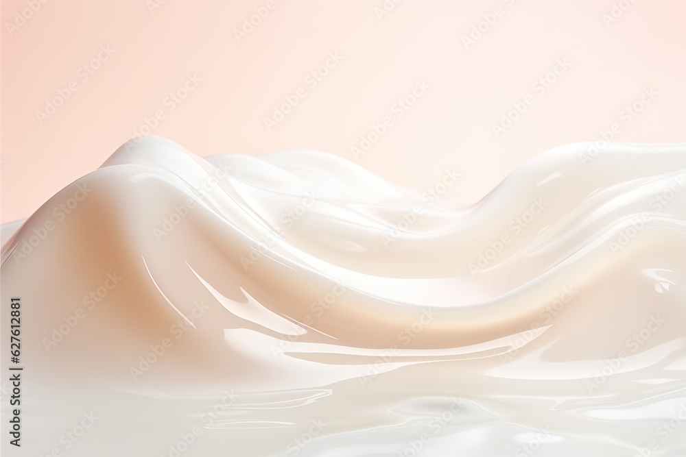 Moisturizer flowing on light background, splash of hydrating face cream for skin rejuvenation - obrazy, fototapety, plakaty 