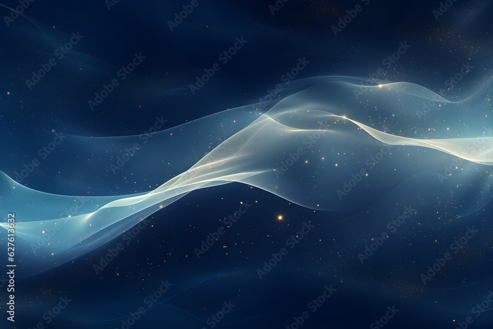 digital blue waves abstract background night sky with stars, AI ...