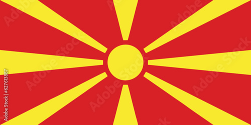 North Macedonian flag of North Macedonia - isolated vector illustration photo