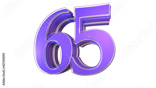 Purple  design 3d number 65 photo