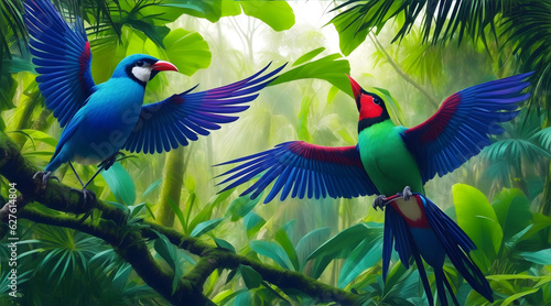 Serenade of the Canopy: Graceful Birds in the Rainforest