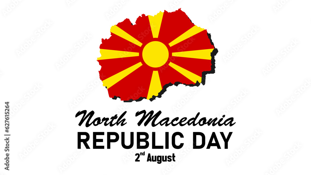 North Macedonia Republic Day typography poster. National holiday on August 2. Vector template for banner, flyer, sticker, postcard, etc.