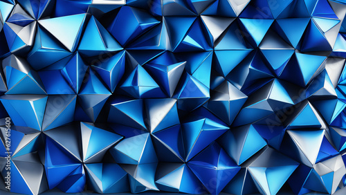 Abstract 3d rendering of blue crystal background. Futuristic polygonal background.