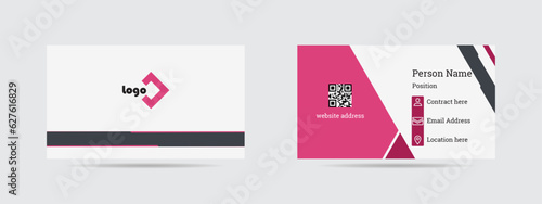 illustration of graph. A business card for your brand identity. White, Charcoal Grey and Cranberry color with unique shapes.