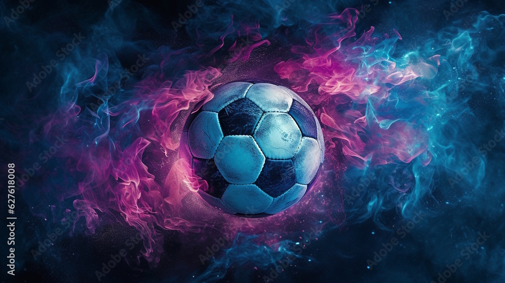 Fototapeta premium Energetic Football in Motion, Premium Sporting Equipment for Football Enthusiasts
