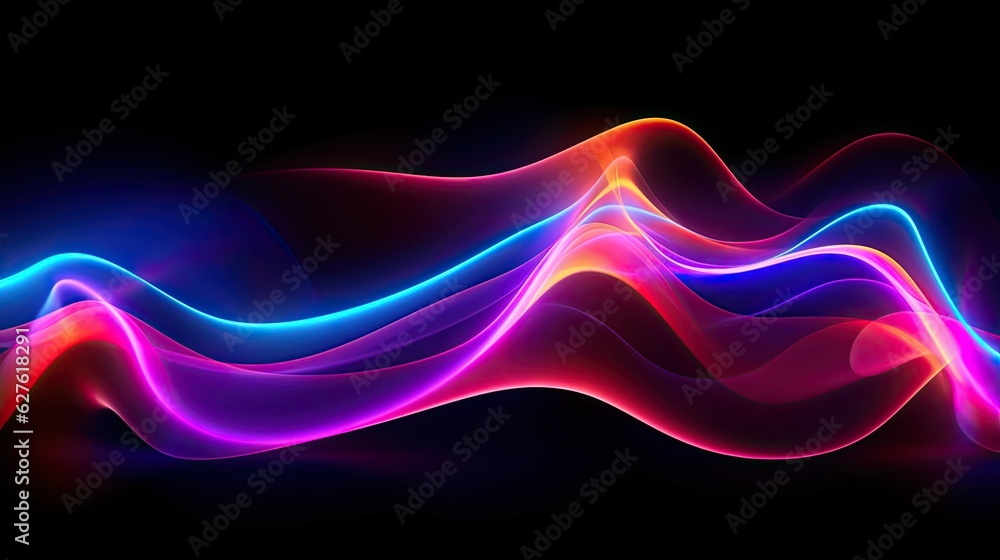Psychedelic Rainbow Waves abstract background. Futuristic neon illustration art. Generative AI Psychedelic Rainbow Waves abstract background. Futuristic neon illustration art. Generative AI