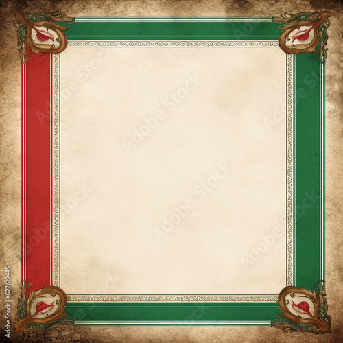 christmas greeting card with ribbon,italian style border