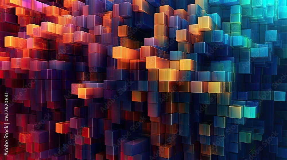 Futuristic Digital Grid abstract background. Colorful futuristic illustration art. Generative AI