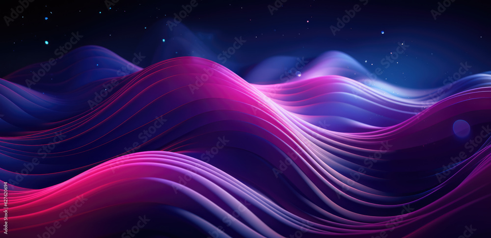 abstract blue and purple wavy background with glowing lines and bokeh effect. created with generative AI technology. abstract blue and purple wavy background with glowing lines and bokeh effect. created with generative AI technology.