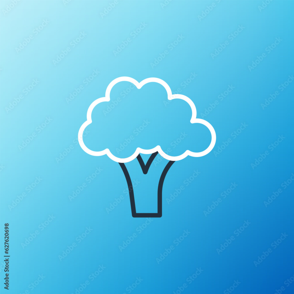 Line Broccoli icon isolated on blue background. Colorful outline concept. Vector Line Broccoli icon isolated on blue background. Colorful outline concept. Vector