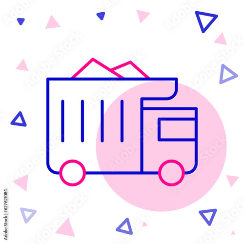 Line Large industrial mining dump truck icon isolated on white background. Big car. Colorful outline concept. Vector