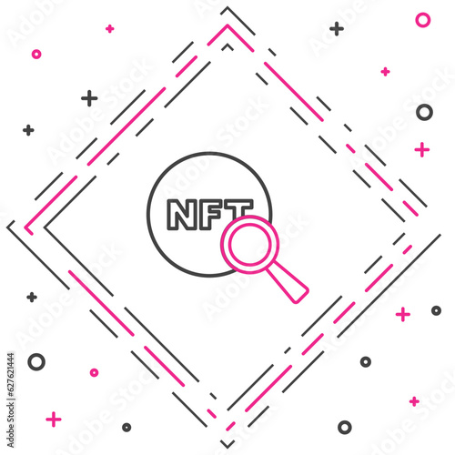 Line Search NFT icon isolated on white background. Non fungible token. Digital crypto art concept. Colorful outline concept. Vector
