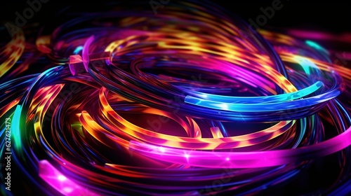 Generative AI colorful Optical Fiber cable concept for communication technology and connecting element. illustration for network conceptual.