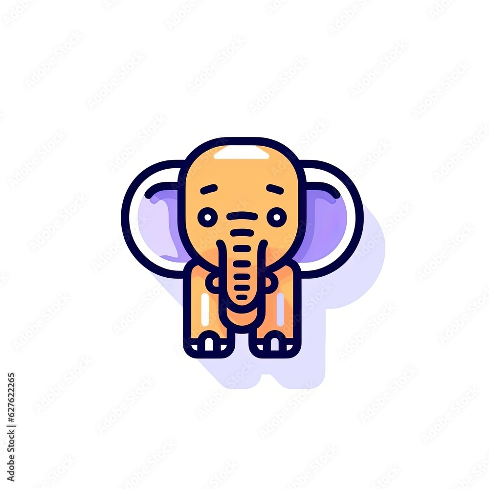 Portrait of Elephant cute animal icon. Line style character avatar. Generative AI Portrait of Elephant cute animal icon. Line style character avatar. Generative AI