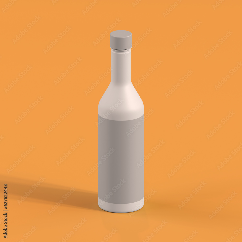 Monochrome Bottle on Orange Background, 3d Rendering Monochrome Bottle on Orange Background, 3d Rendering