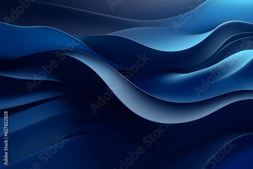 abstract dark blue wavy wave background with lines design, AI generate