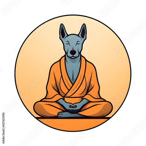 Obraz na płótnie dog meditating like a monk white background logo
