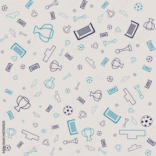 Wallpaper Mural Different football silhouettes seamless pattern. Vector background. Torontodigital.ca