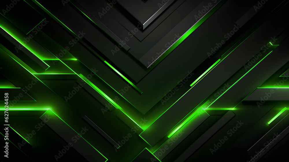 Futuristic Techscape: Abstract light neon green and Black Background with Flat Design, Ideal for illustrations, High-tech visuals, Contemporary flat design. - Generative AI Futuristic Techscape: Abstract light neon green and Black Background with Flat Design, Ideal for illustrations, High-tech visuals, Contemporary flat design. - Generative AI