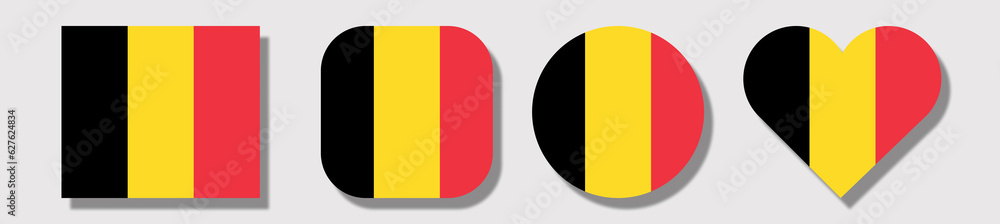 Fototapeta premium Flag of Belgium . Set of shapes: square, rectangle, circle, heart.