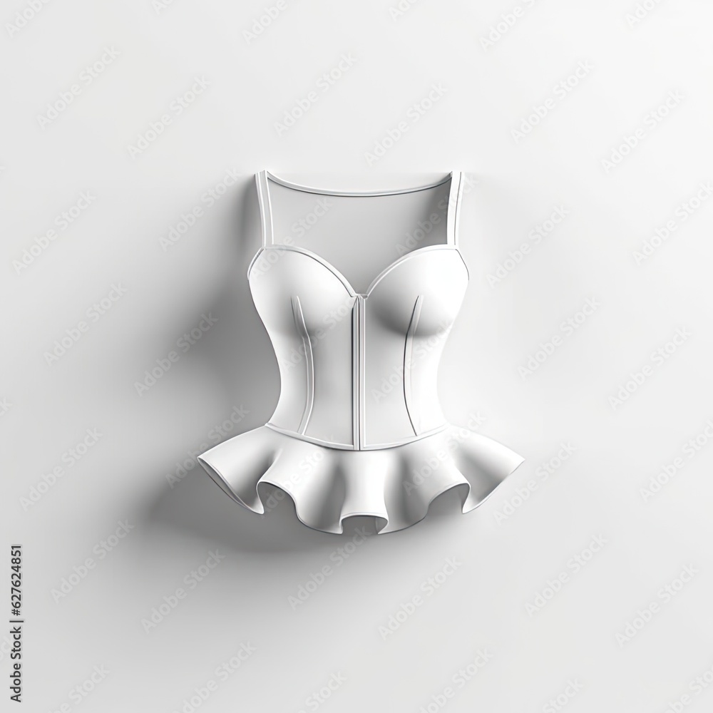 Peplum top fashion clothes isolated on white background. White mockup clothing. Generative AI Peplum top fashion clothes isolated on white background. White mockup clothing. Generative AI