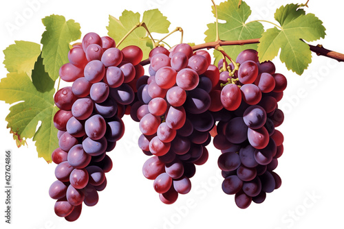 Isolated Lush Vineyard Ripe Grapes. Generative AI