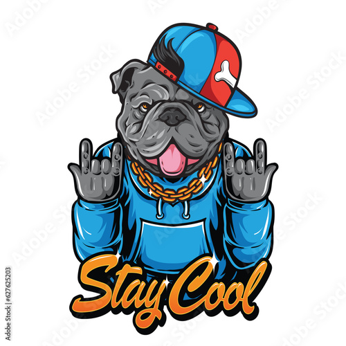 funky dog with gold chain character