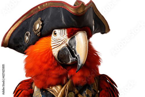 Tableau sur toile Isolated Pirate Parrot transparent Background. Generative AI
