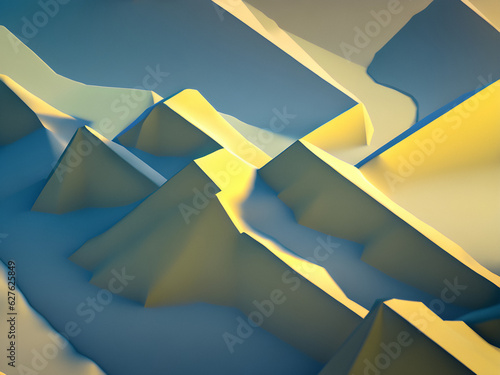 3D mountain landscape graphic. Generative AI