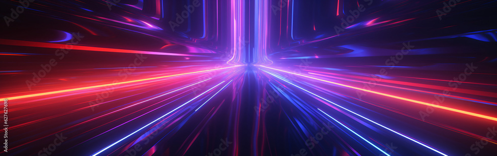 Obraz premium modern backdrop with neon rays with modern black background and futuristic and modern style