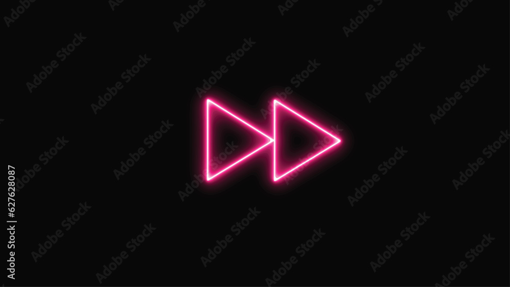 Fast-forward button, Neon glowing forward button Fast-forward button, Neon glowing forward button