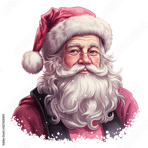 Vintage Pink Santa Claus Illustration