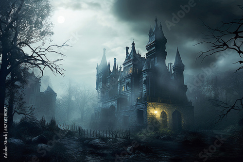 Foto Spooky old gothic castle