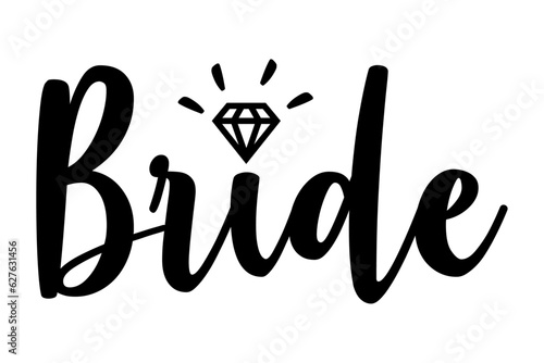 Letras de la palabra Bride en texto manuscrito con diamante para su uso en invitaciones y tarjetas