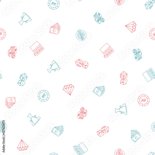 Wallpaper Mural Casino slot icon pattern background for website or wrapping paper. Gambling hand drawn seamless pattern. Torontodigital.ca