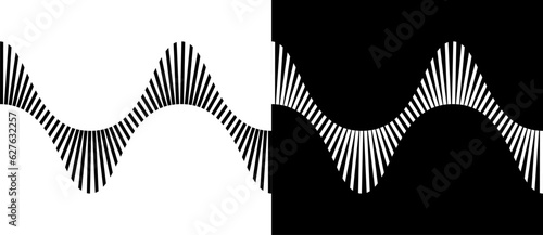 Abstract art geometric background with lines. Optical illusion with waves. Black lines on a white background and white lines on the black side.