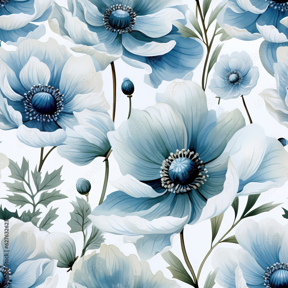 Fototapeta premium Flowers watercolor seamless patterns