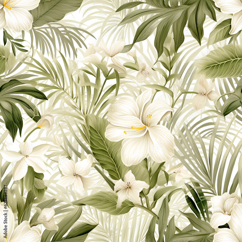 white and green,leaf,flower,Ai generated