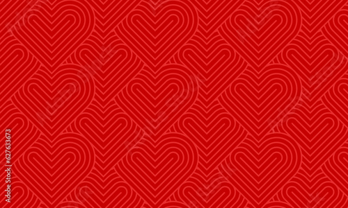 Modern and minimalist heart pattern background with red heart lines. Printable vector container background for Valentine's Day.