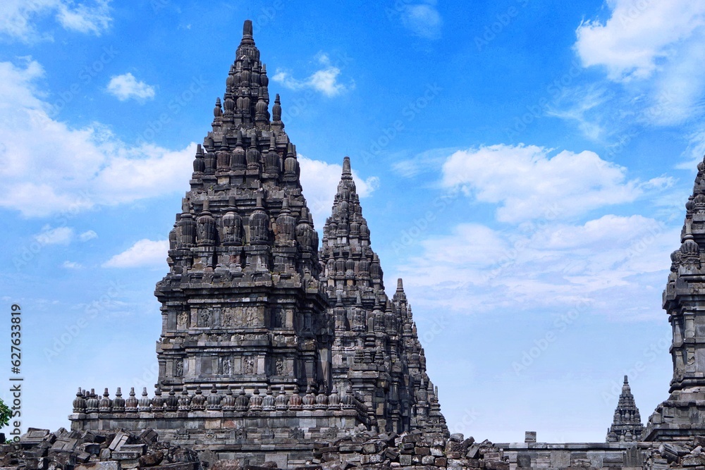 View of Prambanan Temple, Prambanan Temple is the largest and grandest Hindu temple ever built in ancient Java