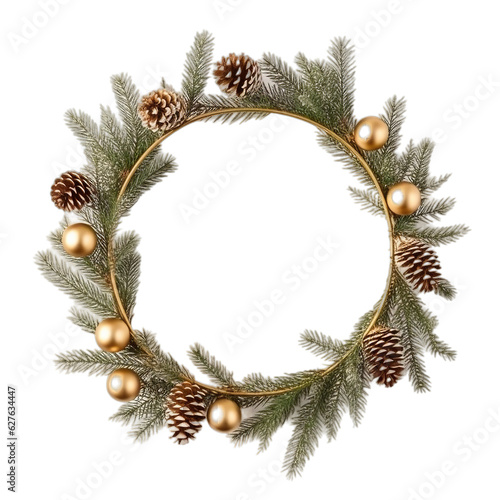 Christmas wreath transparent background, Christmas decorations, Generative ai