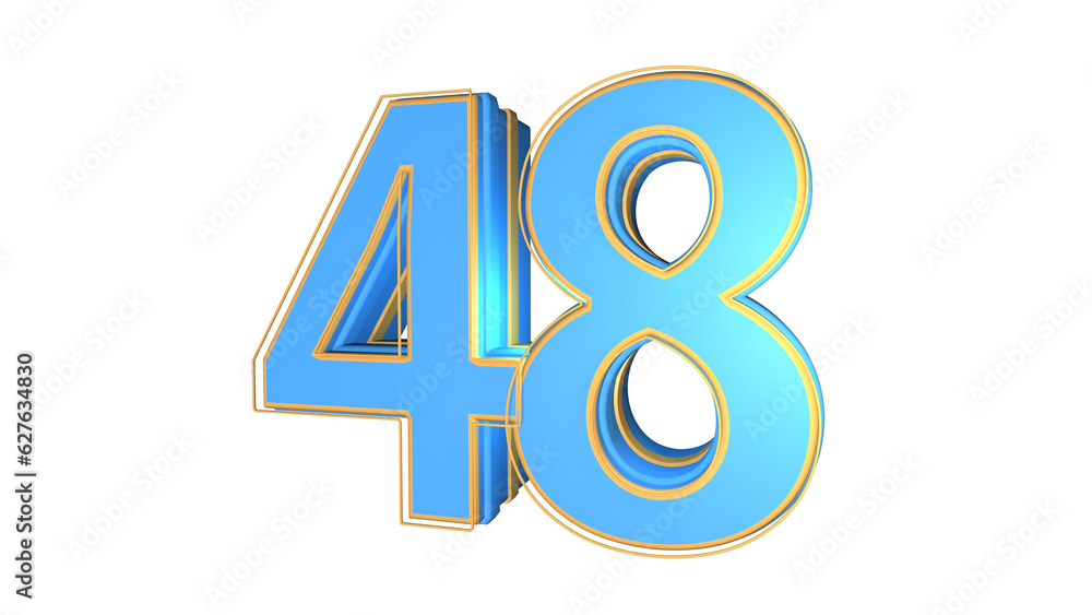 Obraz premium Blue 3d number 48