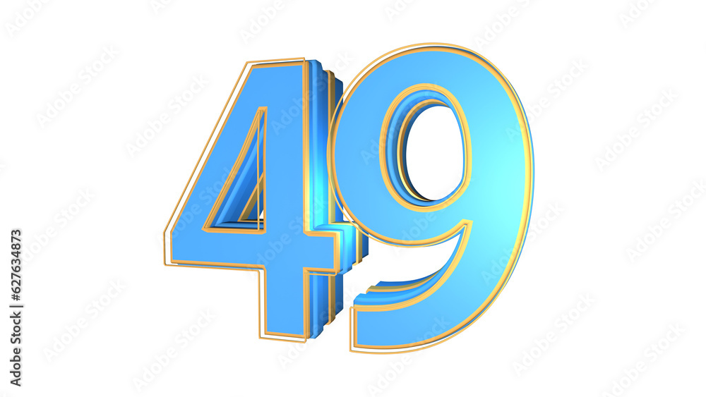 Obraz premium Blue 3d number 49