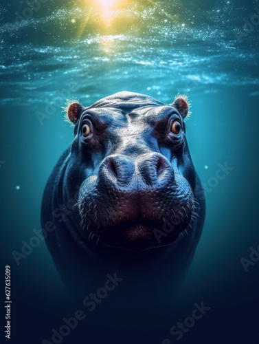 Hippopotamus, Wildlife Photography, Generative AI