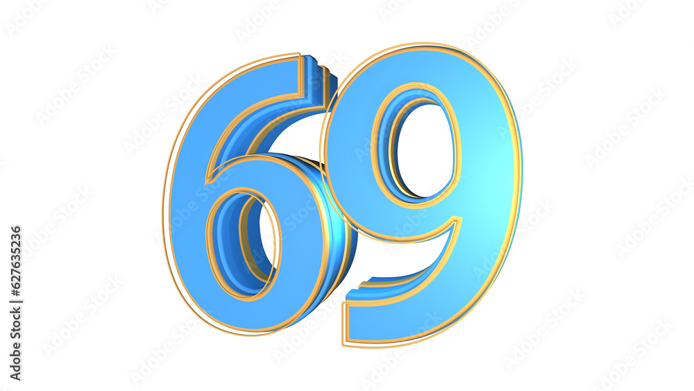 Fototapeta premium Blue 3d number 69