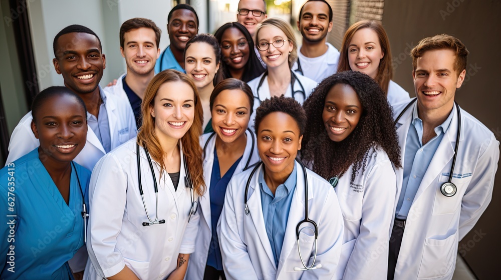 Group of doctors, Doctors in gowns, doctors in the ward, surgeons, pediatricians.Generative Ai Group of doctors, Doctors in gowns, doctors in the ward, surgeons, pediatricians.Generative Ai